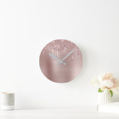 エレガント銅スタイリッシュバラ金ゴールドグリッター ラウンド壁時計 (ホーム)