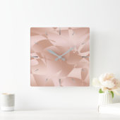 エレガント銅スタイリッシュバラ金ゴールドパターン スクエア壁時計 (ホーム)