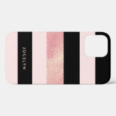 エレガント銅スタイリッシュバラ金ゴールドピンクストライプブラック Case-Mate iPhoneケース (裏面 (横))