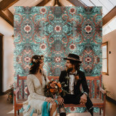 エレガント銅ターコイズフォーマル花 タペストリー