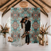 エレガント銅ターコイズフォーマル花 タペストリー