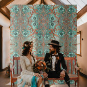 エレガント銅ターコイズフローラフォーマル タペストリー