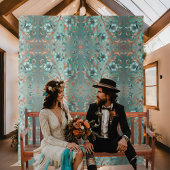 エレガント銅ターコイズミニマル花 タペストリー