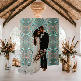 エレガント銅ターコイズミニマル花 タペストリー