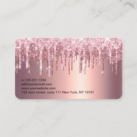 エレガント銅バラ金ゴールドグリッターが皮膚を滴下 名刺 (裏面)