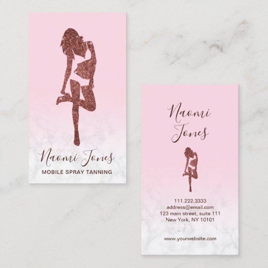 エレガント銅バラ金ゴールドグリッタースプレータン 名刺 (正面/裏面)