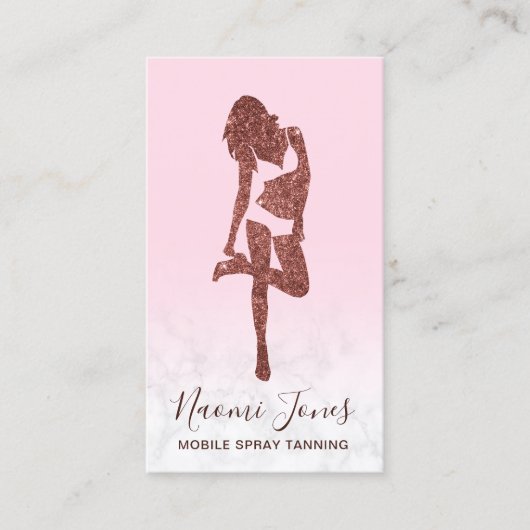 エレガント銅バラ金ゴールドグリッタースプレータン 名刺 (正面)