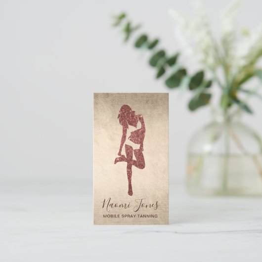 エレガント銅バラ金ゴールドグリッタースプレータン 名刺 (スタンド正面)