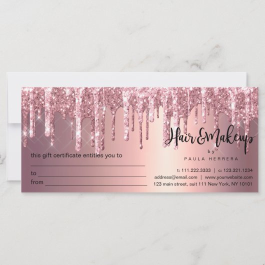 エレガント銅バラ金ゴールドグリッタードリップヘアメイク (裏面)