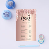 エレガント銅バラ金ゴールドグリッタードリップ爪、 ネイル チラシ (シングル)