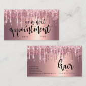 エレガント銅バラ金ゴールドグリッタードリップ美容師 予約カード (正面/裏面)