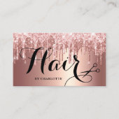 エレガント銅バラ金ゴールドグリッター乾燥ヘアスタイリスト 名刺 (正面)