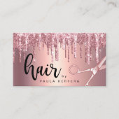 エレガント銅バラ金ゴールドグリッター乾燥ヘアスタイリスト 名刺 (正面)