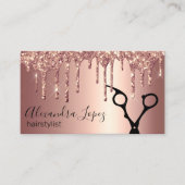 エレガント銅バラ金ゴールドグリッター乾燥ヘアスタイリスト 名刺 (正面)