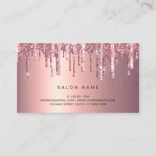 エレガント銅バラ金ゴールドグリッター乾燥ヘアスタイリスト 名刺 (裏面)