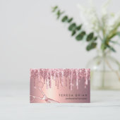 エレガント銅バラ金ゴールドグリッター乾燥ヘアスタイリスト 名刺 (スタンド正面)