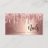 エレガント銅バラ金ゴールドグリッター乾燥爪、 ネイル ロイヤリティカード (裏面)