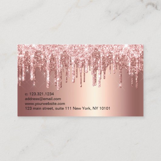 エレガント銅バラ金ゴールドグリッター乾燥爪、 ネイル 名刺 (裏面)