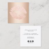 エレガント銅バラ金ゴールドグリッター唇 スクエア名刺 (正面/裏面)