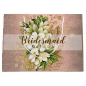 エレガント銅バラ金ゴールドフローラ ラージペーパーバッグ (正面)