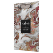 エレガント銅バラ金ゴールド白大理石 クリップボード (左)