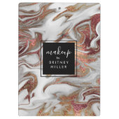 エレガント銅バラ金ゴールド白大理石 クリップボード (裏面)