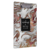 エレガント銅バラ金ゴールド白大理石 クリップボード (右)