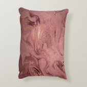 エレガント銅モダンバラ金ゴールドと赤大理石ルック アクセントクッション (裏面(縦))