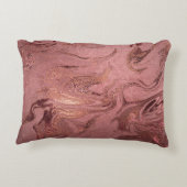 エレガント銅モダンバラ金ゴールドと赤大理石ルック アクセントクッション (裏面)