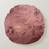 エレガント銅モダンバラ金ゴールドと赤大理石ルック ラウンドクッション (正面)