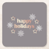 エレガント銅モダンバラ金ゴールドハッピーホリデーズ スクエアペーパーコースター (正面)