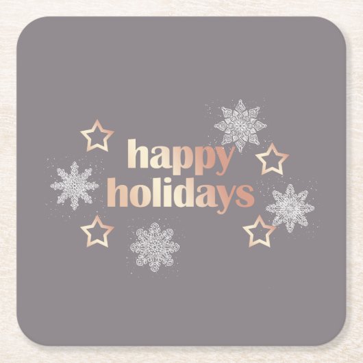 エレガント銅モダンバラ金ゴールドハッピーホリデーズ スクエアペーパーコースター (正面)