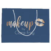 エレガント銅モダンバラ金ゴールド唇とメイクアップ ラージペーパーバッグ (裏面)