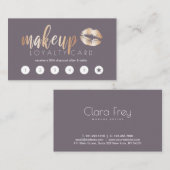 エレガント銅モダンバラ金ゴールド唇とメイクアップ ロイヤリティカード (正面/裏面)