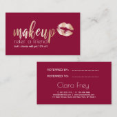 エレガント銅モダンバラ金ゴールド唇とメイクアップ 紹介カード (正面/裏面)