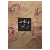 エレガント銅モダンバラ金ゴールド大理石ルック クリップボード (裏面)