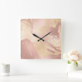 エレガント銅モダンバラ金ゴールド大理石ルック スクエア壁時計 (ホーム)