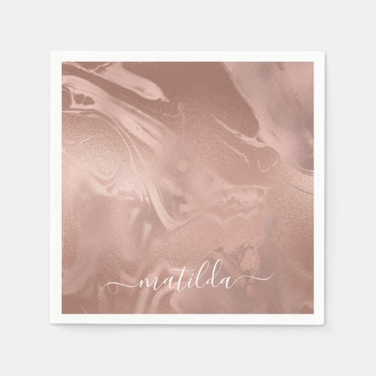 エレガント銅モダンバラ金ゴールド大理石ルック スタンダードカクテルナプキン (正面)