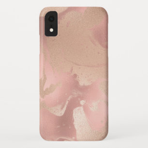 エレガント銅モダンバラ金ゴールド大理石ルック iPhone XRケース