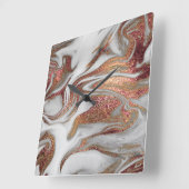 エレガント銅モダンバラ金ゴールド白大理石 スクエア壁時計 (傾斜)