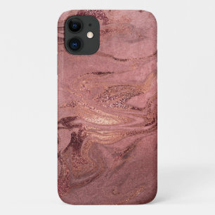 エレガント銅モダンバラ金ゴールド赤大理石ルック iPhone 11 ケース