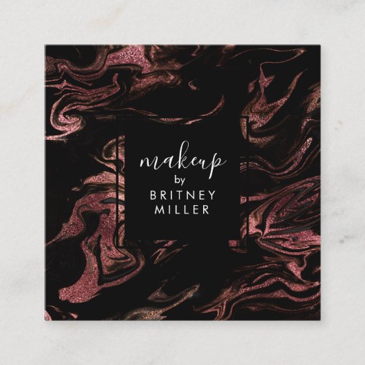 エレガント銅モダンバラ金ゴールド スクエア名刺 (正面)