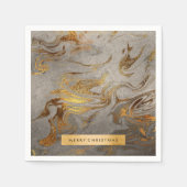 エレガント銅モダン金ゴールドと銀大理石の外観 スタンダードカクテルナプキン (正面)