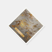 エレガント銅モダン金ゴールドと銀大理石の外観 スタンダードカクテルナプキン (角)