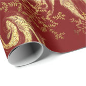 エレガント銅モダン金ゴールド赤大理石雪かき ラッピングペーパー (ロールコーナー)