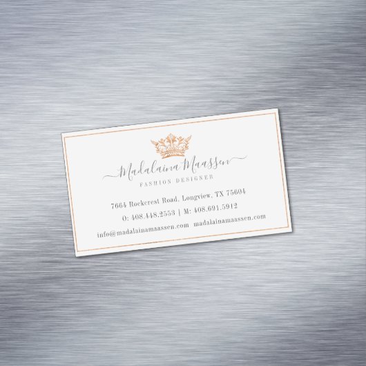 エレガント銅王室のフローラと葉のクラウンロゴ マグネット名刺 (インサイチュ)