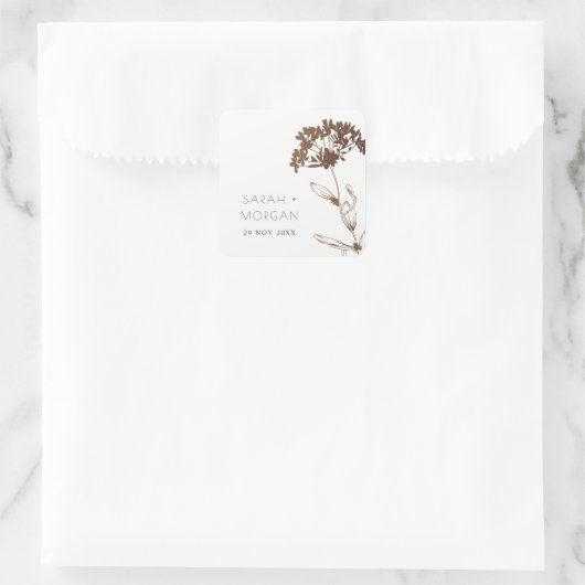 エレガント銅箔アジサイフローラ結婚ズ スクエアシール (バッグ)