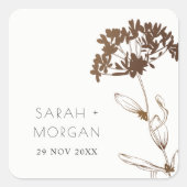 エレガント銅箔アジサイフローラ結婚ズ スクエアシール (正面)