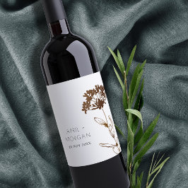 エレガント銅箔アジサイフローラ結婚ズ ワインラベル