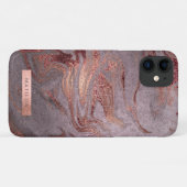 エレガント銅色バラ紫大理石ルック Case-Mate iPhoneケース (裏面(横))